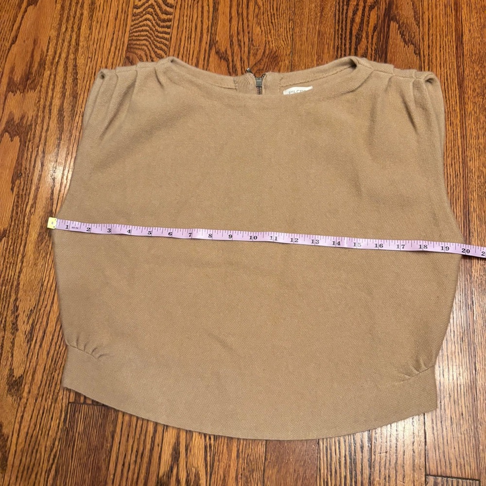 Pilcro Wool Cashmere Blend Sleeveless Knit Top Camel Tan Full Zip Back Small - Picture 5 of 6